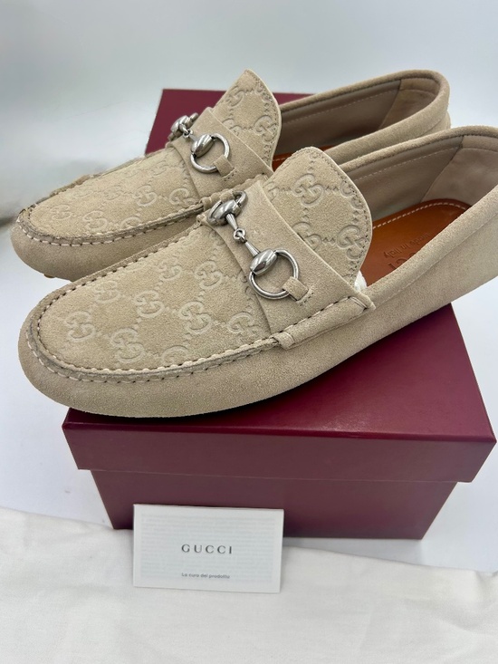 Men’s Gucci Suede Embossed Driver Loafers Size 8/fits 9 US main image 5